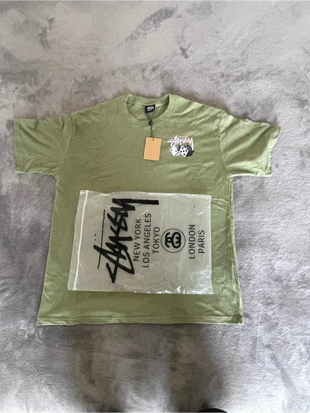 Olive Stüssy Green Dice Logo Men's T-Shirt